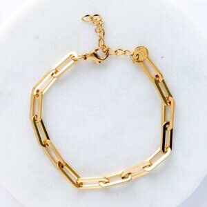 Waterproof Gold Paperclip Chain Bracelet Chunky Link Chain Statement Bracelet